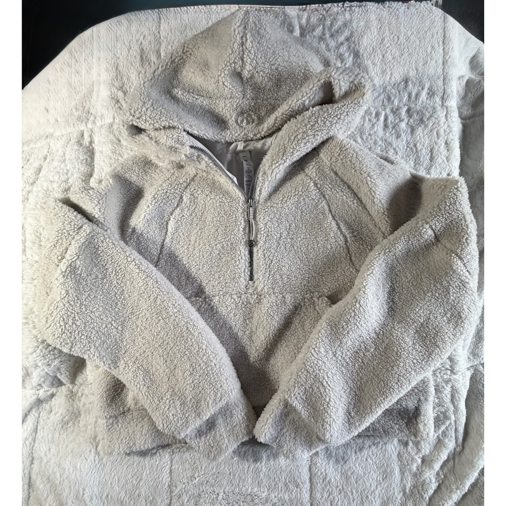 Lululemon Scuba Oversized Half-Zip Fleece Sherpa Cropped Size M/L Bone